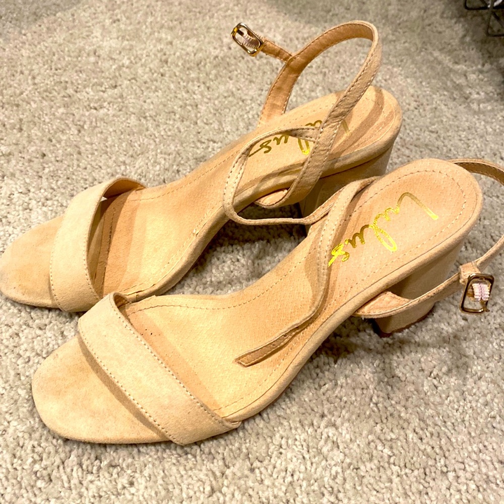 Lulu’s Suede Ankle Strap Heels Size 7.5
